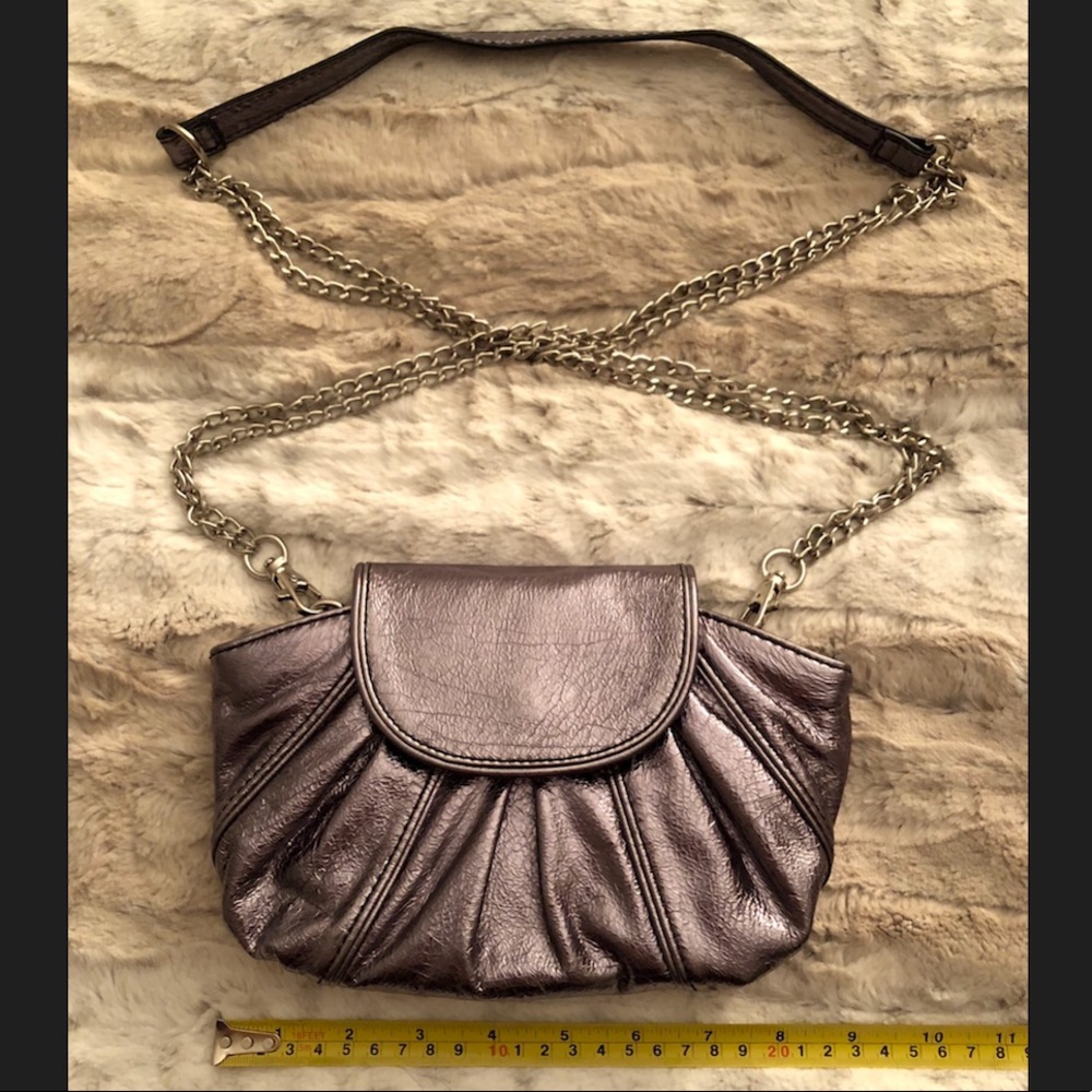 NINE WEST dark gray metallic clutch/cross-body